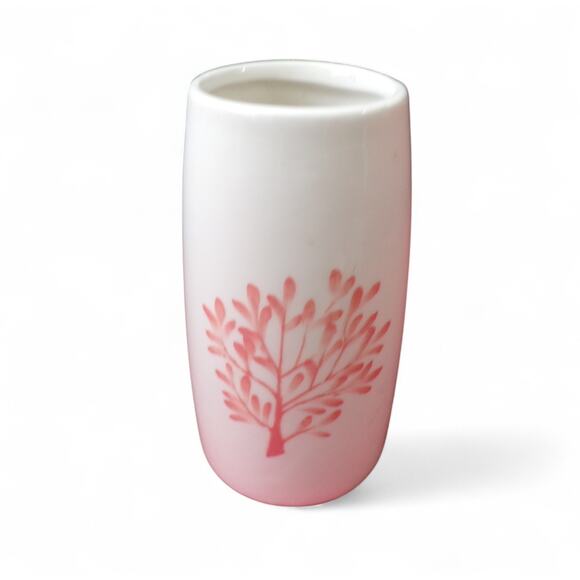 Coral Branches Cream Tapered Vase 6.5 Tall Simple Elegant Tree Design Ceramic - Picture 3 of 4